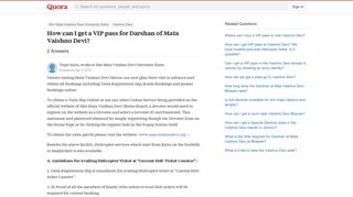 How to get a VIP pass for Darshan of Mata Vaishno Devi - Quora