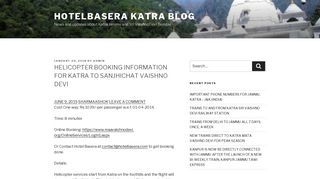 HELICOPTER BOOKING INFORMATION FOR KATRA TO ...