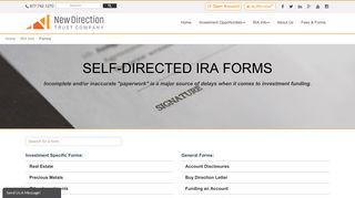Self Directed IRA Forms - New Direction Trust Company