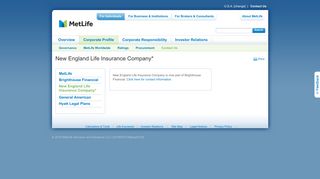 Contact New England Life Insurance Company from MetLife