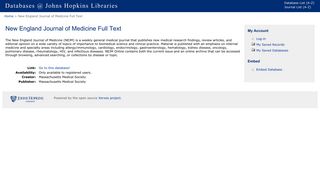 Databases @ JH: New England Journal of Medicine Full Text