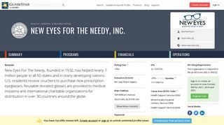 New Eyes for the Needy, Inc. - GuideStar Profile