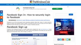 Facebook Sign In: Secure Facebook login tips - The Windows Club