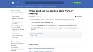 Where can I see my pending posts from my timeline? | Facebook Help ...