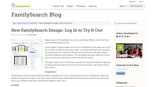 New FamilySearch Design: Log In to Try It Out