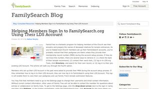 Helping Members Sign In to FamilySearch.org Using Their LDS Account