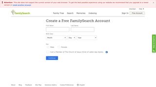 Create Account custom — FamilySearch.org