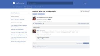 where is New! Log In Faster page | Facebook Help Community ...