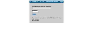 FLEETWATCH File Download Center Login Screen
