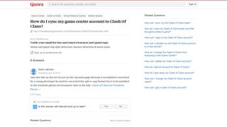 How to sync my game center account to Clash Of Clans - Quora