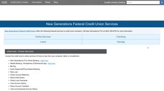 New Generations Federal Credit Union Services: Savings, Checking ...