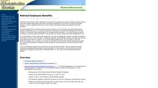 Retired Employee Benefits, State of New Hampshire Human Resources