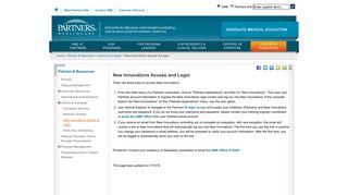 New Innovations Access & Login - Partners Healthcare