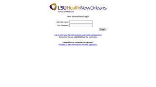 LSU New-Innovations Login - LSU School of Medicine