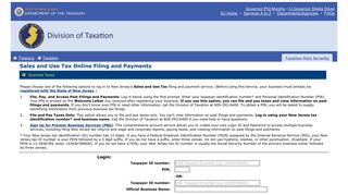 Sales and Use Tax Login - New Jersey Division of Labor Graphic