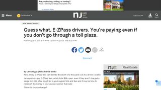 Guess what, E-ZPass drivers. You're paying even if you don't ... - NJ.com