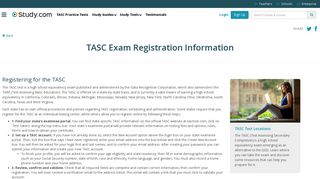 TASC Exam Registration Information - Study.com
