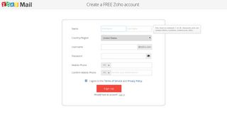 Create New Account - Zoho Mail