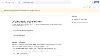 Organize and create matters - Google Vault Help - Google Support