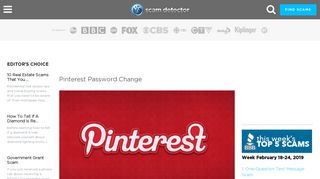 Pinterest Password Change | Scam Detector