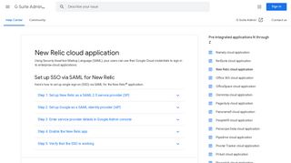 New Relic cloud application - G Suite Admin Help - Google Support
