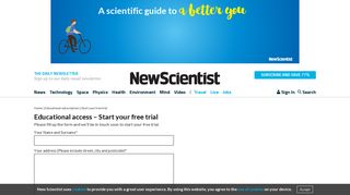 Educational access - Start your free trial | New Scientist