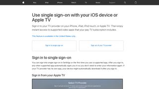 Use single sign-on with your iOS device or Apple TV - Apple Support