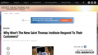Why Won't The New Saint Thomas Institute Respond To Their ...