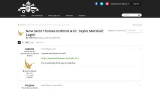 New Saint Thomas Institute & Dr. Taylor Marshall: Legit? - Open ...