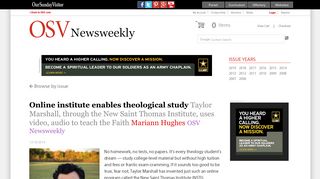 Online institute enables theological study - Our Sunday Visitor