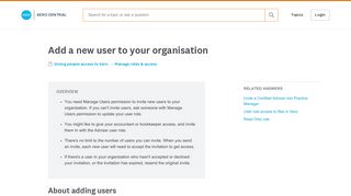 Add a new user to your organisation - Xero Central
