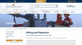 Billing and Payments | City of New Westminster