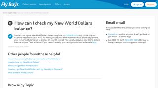 Fly Buys FAQs | How can I check my New World Dollars balance?