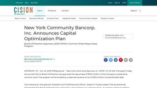 New York Community Bancorp, Inc. Announces Capital Optimization ...