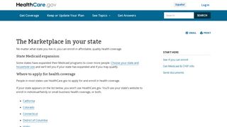 The Marketplace in your state | HealthCare.gov