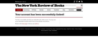 Your account has been successfully linked! | The New York Review of ...