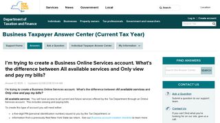 I'm trying to create a Business Online Services account. What's the ...