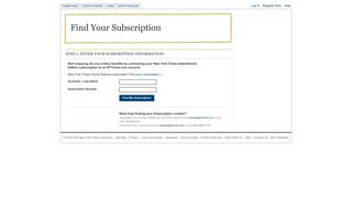 The New York Times > Find Your Subscription - Log In - New York Times