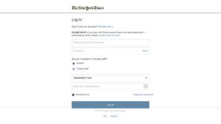 Log In - New York Times - New York Times account