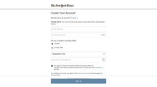 Free Registration - New York Times - Log In - New York Times