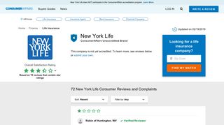 Top 72 Reviews and Complaints about New York Life