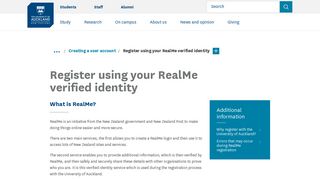 Register using your RealMe verified identity - The University of Auckland