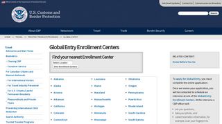 Global Entry Enrollment Centers | U.S. Customs and Border Protection