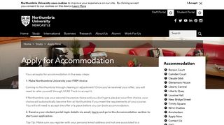 Apply for Accommodation - Northumbria University