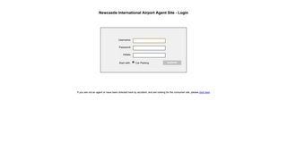 Newcastle International Airport Agent Site - Login Page