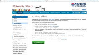 My library account - University Library - Newcastle University
