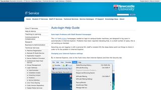 Auto-login Help Guide; IT Service; Newcastle University