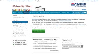 Library Search - University Library - Newcastle University