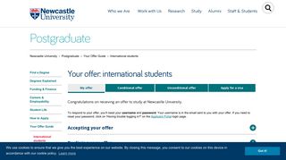 International students - Postgraduate - Newcastle University