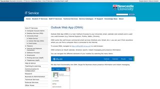 Outlook Web App (OWA); IT Service; Newcastle University